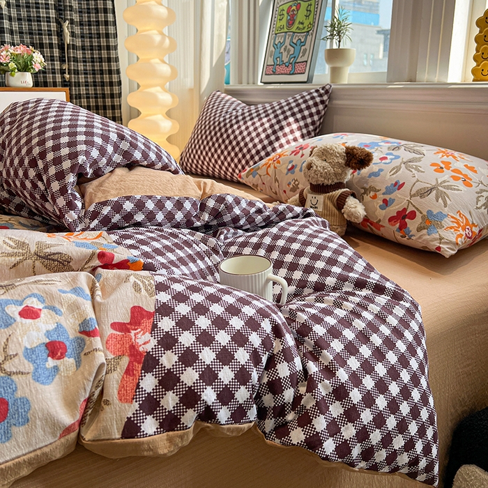 91家纺网 家纺一手货源 找家纺 花伞家居 2026新款印花皱皱双层纱四件套含买家秀-系列二 予美