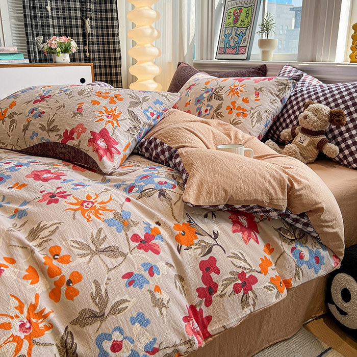 91家纺网 家纺一手货源 找家纺 花伞家居 2026新款印花皱皱双层纱四件套含买家秀-系列二 予美