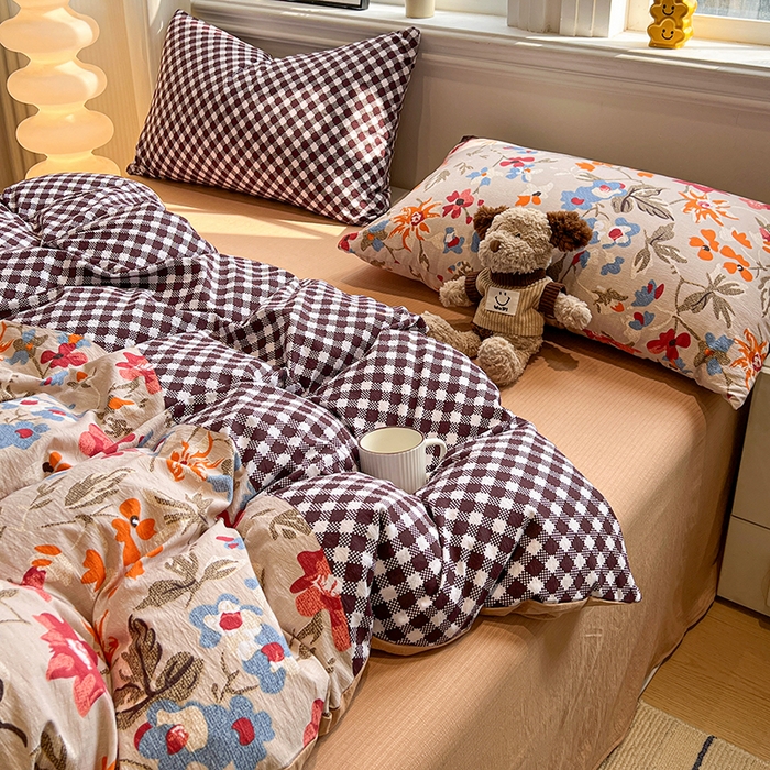 91家纺网 家纺一手货源 找家纺 花伞家居 2026新款印花皱皱双层纱四件套含买家秀-系列二 予美