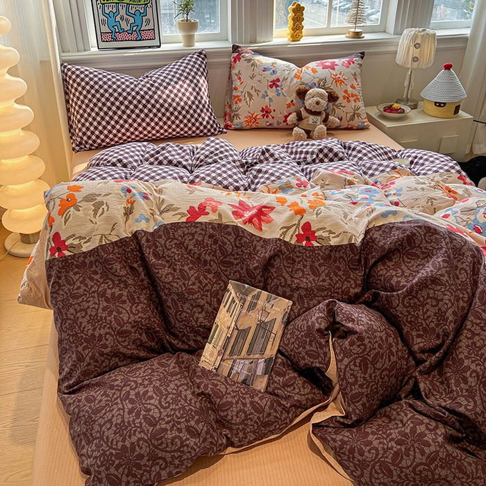 91家纺网 家纺一手货源 找家纺 花伞家居 2026新款印花皱皱双层纱四件套含买家秀-系列二 予美