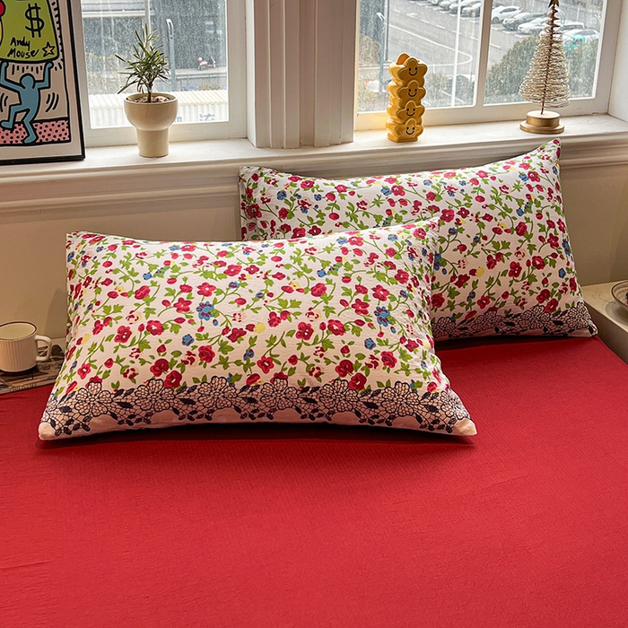 91家纺网 家纺一手货源 找家纺 花伞家居 2026新款印花皱皱双层纱四件套含买家秀-系列二 蕾丝碎花