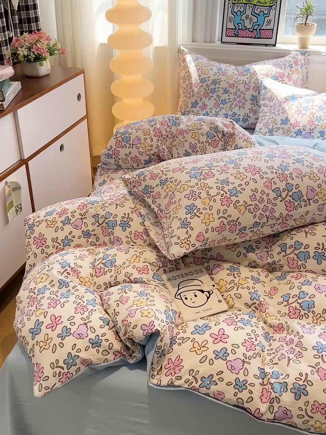 91家纺网 家纺一手货源 找家纺 花伞家居 2026新款印花皱皱双层纱四件套含买家秀-系列二 美丽花园