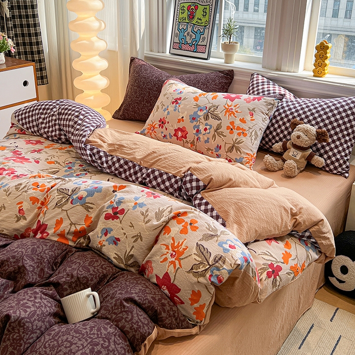 91家纺网 家纺一手货源 找家纺 花伞家居 2026新款印花皱皱双层纱四件套含买家秀-系列二 予美