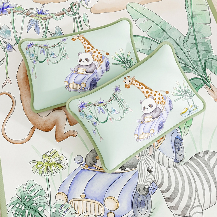 91家纺网 家纺一手货源 找家纺 家品罗兰 2026新款小冰皮卡通冰丝枕套 动物乐园