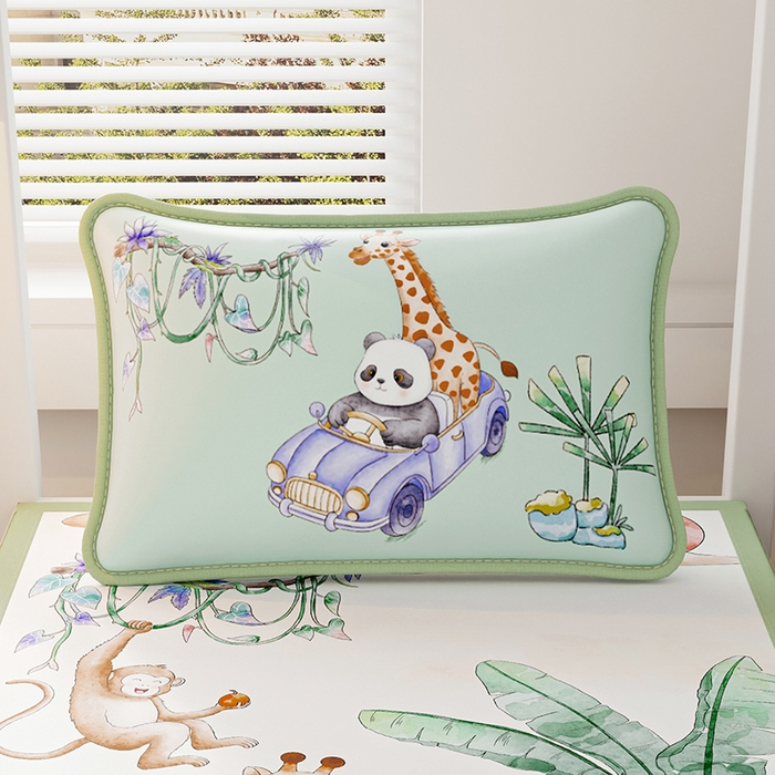 91家纺网 家纺一手货源 找家纺 家品罗兰 2026新款小冰皮卡通冰丝枕套 动物乐园