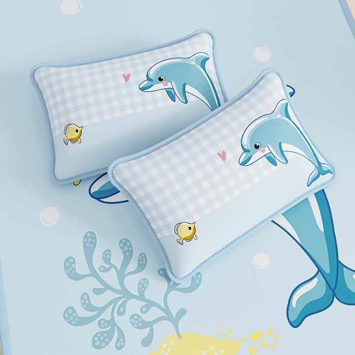 91家纺网 家纺一手货源 找家纺 家品罗兰 2026新款小冰皮卡通冰丝枕套 海豚奇遇