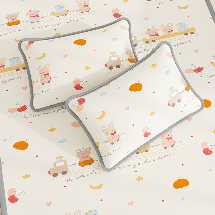 91家纺网 家纺一手货源 找家纺 家品罗兰 2026新款小冰皮卡通冰丝枕套 萌宝小火车