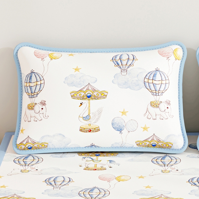 91家纺网 家纺一手货源 找家纺 家品罗兰 2026新款小冰皮卡通冰丝枕套 萌象木马