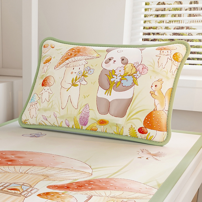 家品罗兰 2026新款小冰皮卡通冰丝枕套 蘑菇城堡