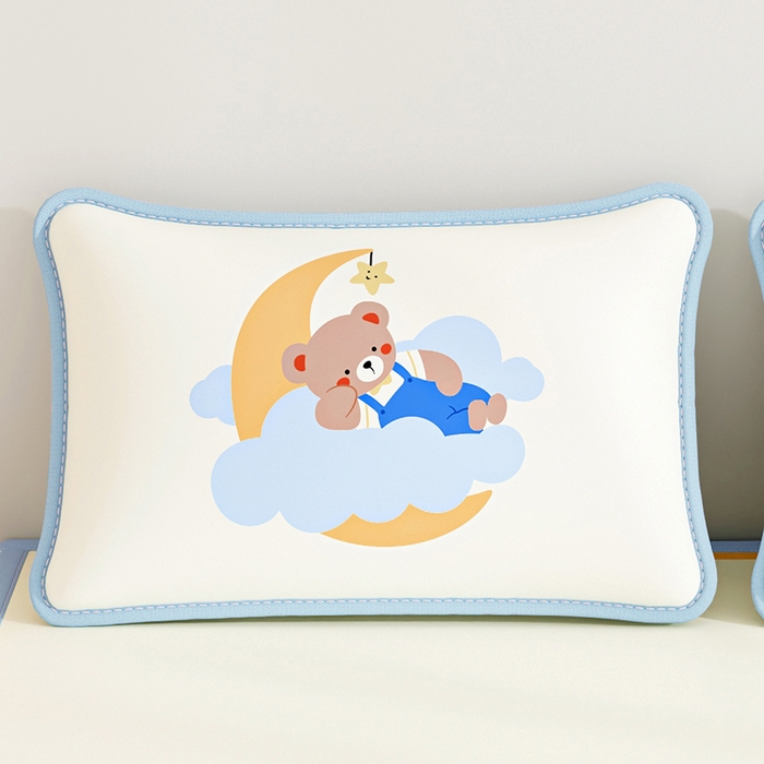 91家纺网 家纺一手货源 找家纺 家品罗兰 2026新款小冰皮卡通冰丝枕套 月亮熊