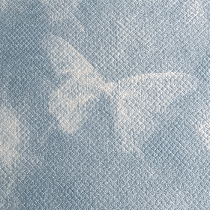 91家纺网 家纺一手货源 找家纺 诺梵家纺 2026新款冰豆豆PE高分子凉感双层床裙款凉席 蝶影-蓝