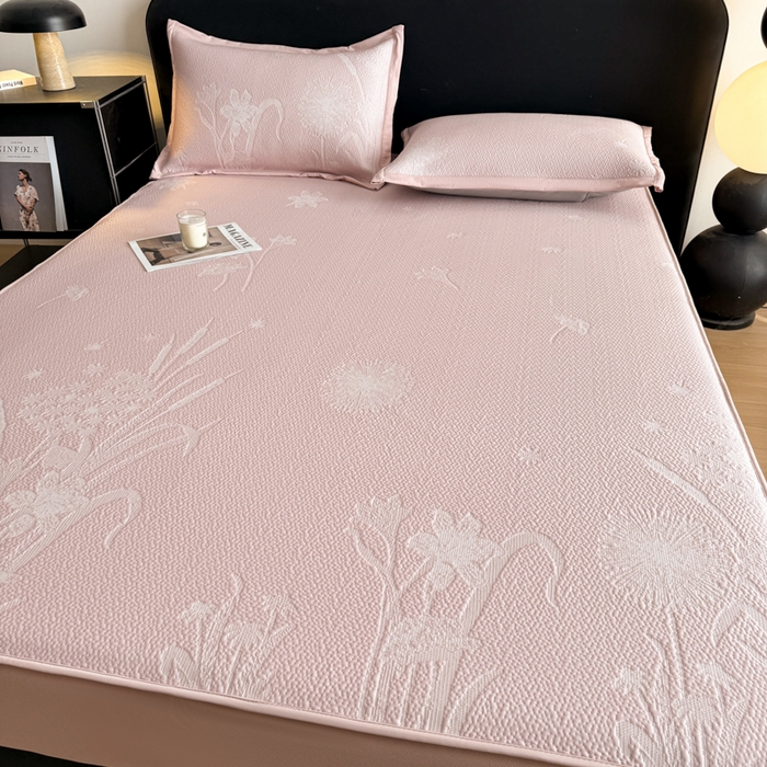 91家纺网 家纺一手货源 找家纺 （总）鑫琪莱家纺 2026新款提花浮雕凉豆豆凉感凉席床笠款