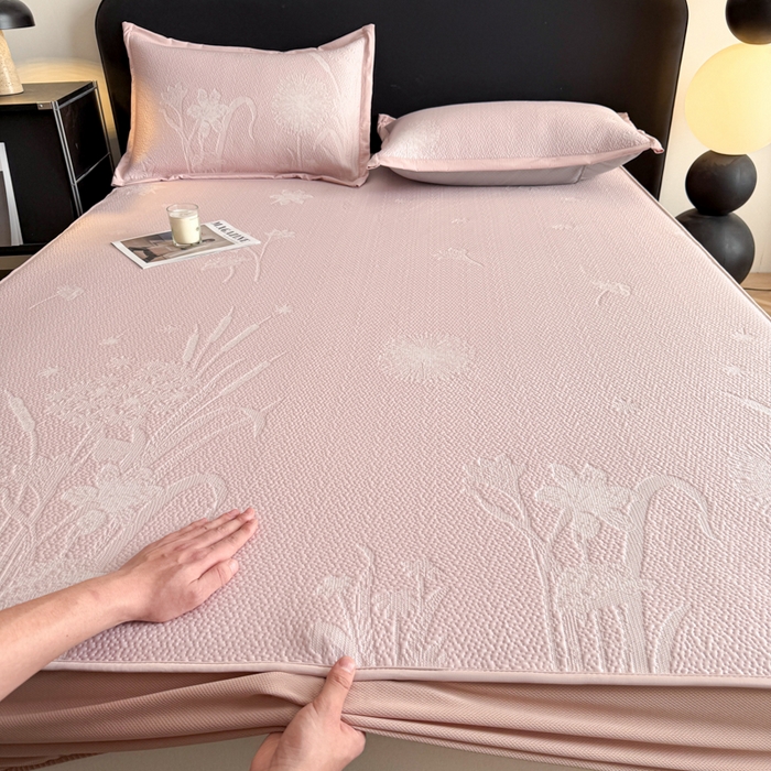 91家纺网 家纺一手货源 找家纺 （总）鑫琪莱家纺 2026新款提花浮雕凉豆豆凉感凉席床笠款