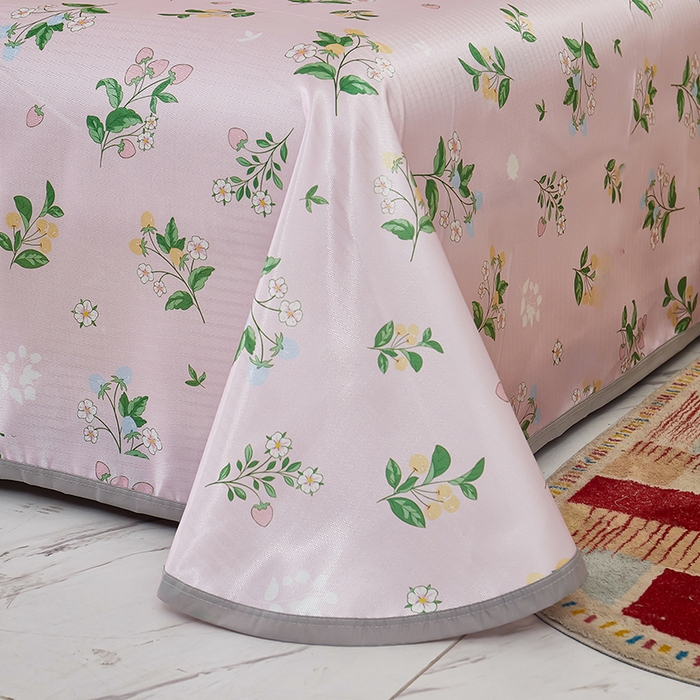 91家纺网 家纺一手货源 找家纺 星窝家纺 2026新款直播电商优选可机洗斜纹提花冰丝凉席三件套 暖心花朵