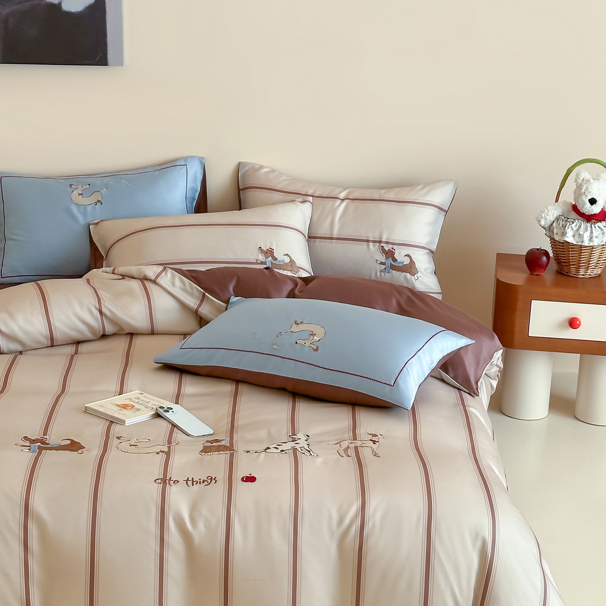 91家纺网 家纺一手货源 找家纺 （总）沐珩家纺 2026新款兰精60s数码条纹天丝绣花四件套