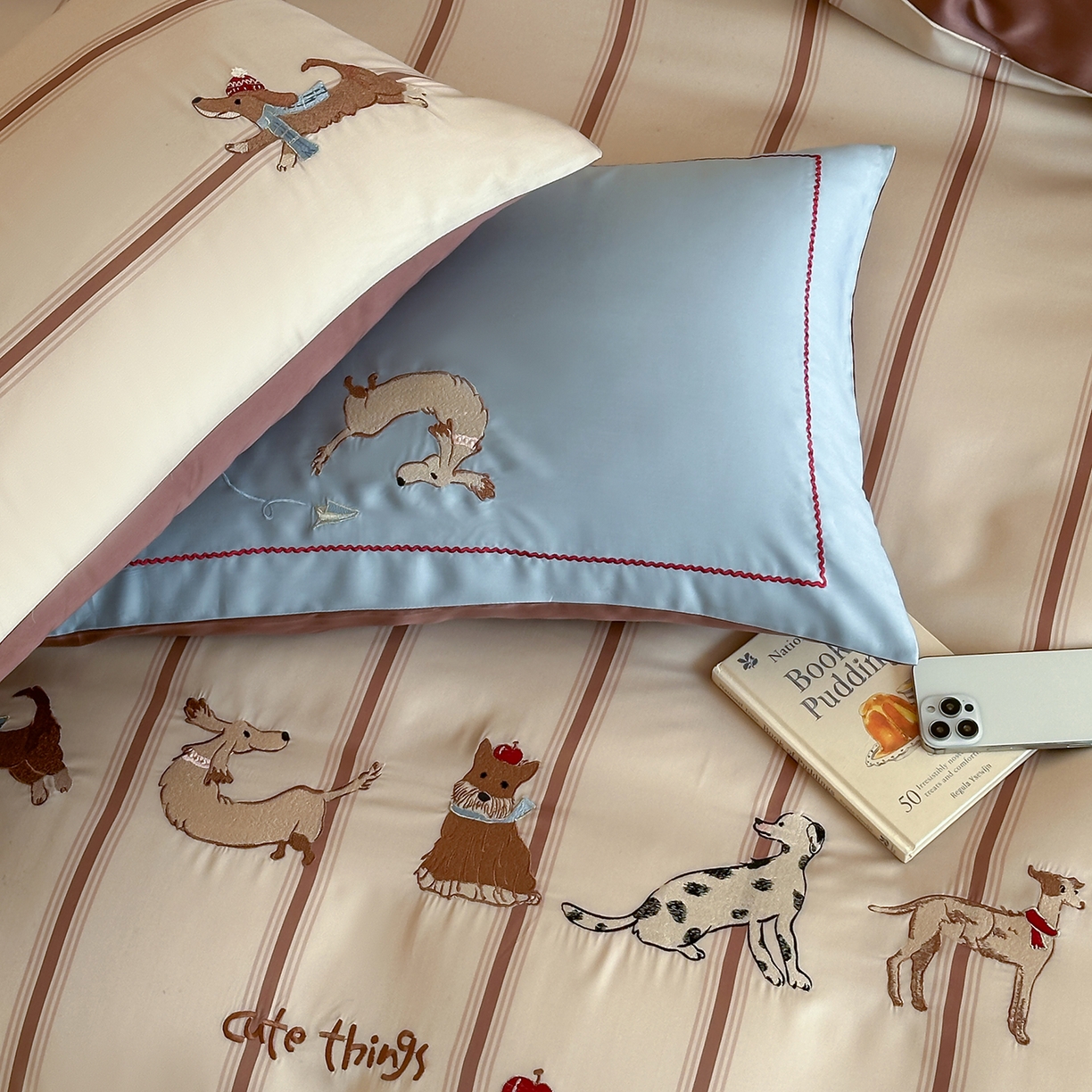 91家纺网 家纺一手货源 找家纺 沐珩家纺 2026新款兰精60s数码条纹天丝绣花四件套 布鲁克林