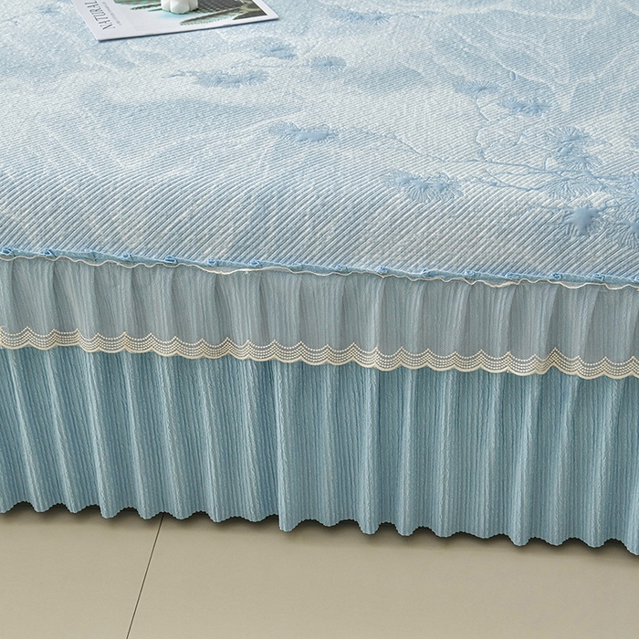 91家纺网 家纺一手货源 找家纺 （总）诺梵家纺 2026新款凉豆豆PE高分子凉感花边床裙凉席三件套