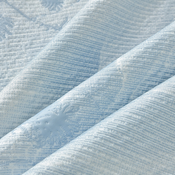 91家纺网 家纺一手货源 找家纺 诺梵家纺 2026新款凉豆豆PE高分子凉感花边床裙凉席三件套 松间月-蓝