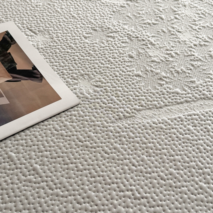 91家纺网 家纺一手货源 找家纺 鑫琪莱家纺 2026新款提花浮雕凉豆豆凉感凉席床笠款 蒲公英灰