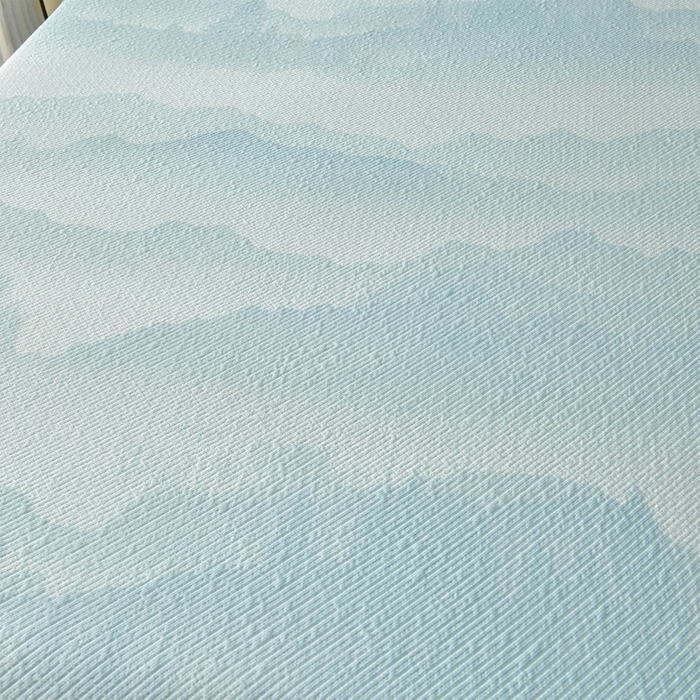 91家纺网 家纺一手货源 找家纺 诺梵家纺 2026新款凉豆豆PE高分子凉感花边床裙凉席三件套 见山-蓝