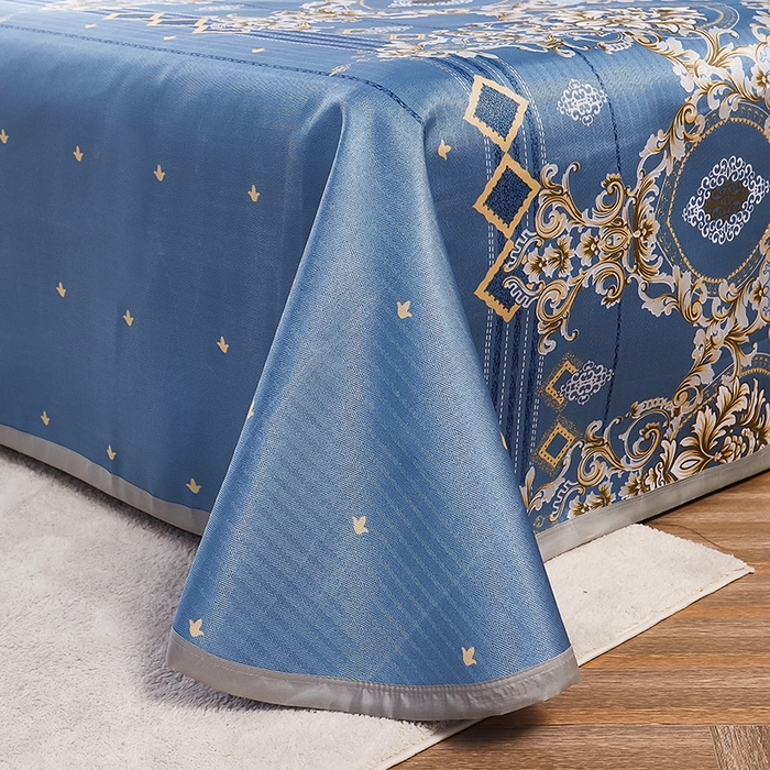 91家纺网 家纺一手货源 找家纺 星窝家纺 2026新款直播电商优选可机洗斜纹提花冰丝凉席三件套 欧曼情调