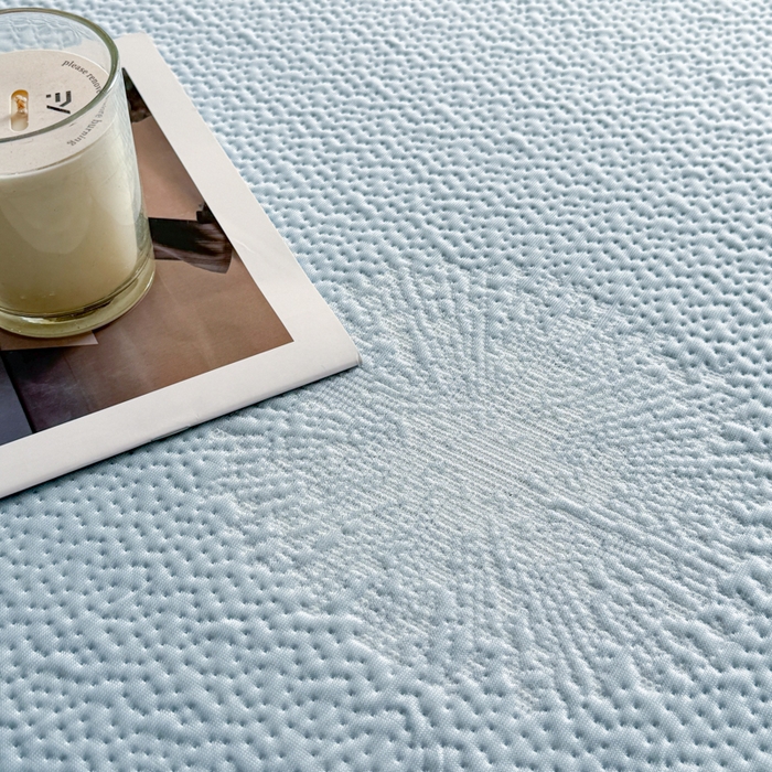 91家纺网 家纺一手货源 找家纺 鑫琪莱家纺 2026新款提花浮雕凉豆豆凉感凉席床笠款 蒲公英蓝