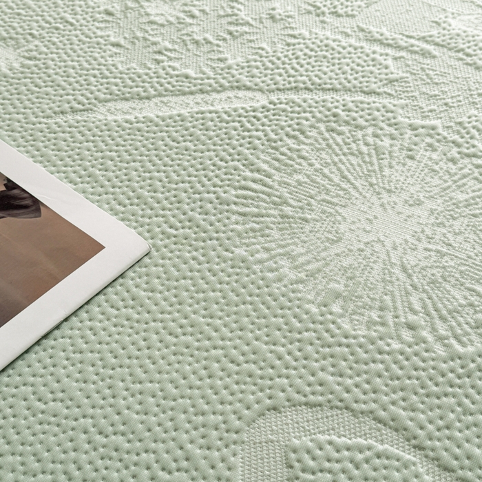 91家纺网 家纺一手货源 找家纺 鑫琪莱家纺 2026新款提花浮雕凉豆豆凉感凉席床笠款 蒲公英绿