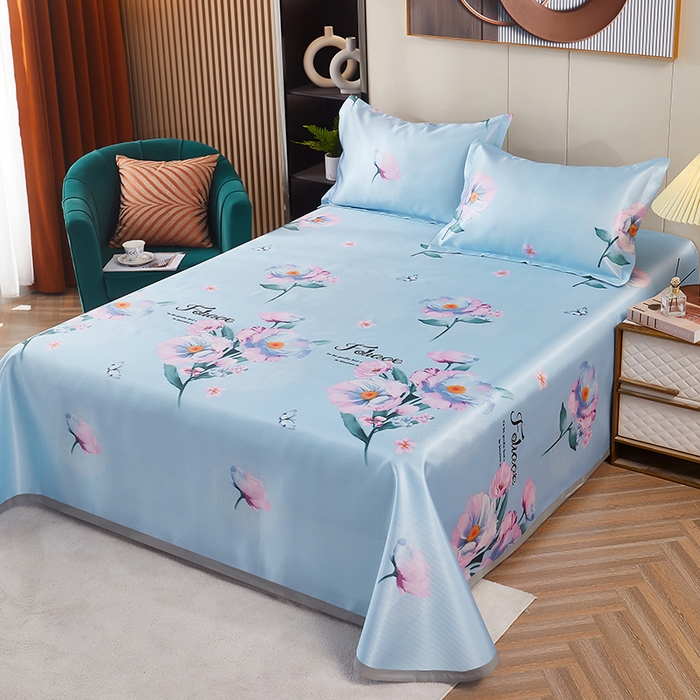 91家纺网 家纺一手货源 找家纺 星窝家纺 2026新款直播电商优选可机洗斜纹提花冰丝凉席三件套 轻舞飞扬