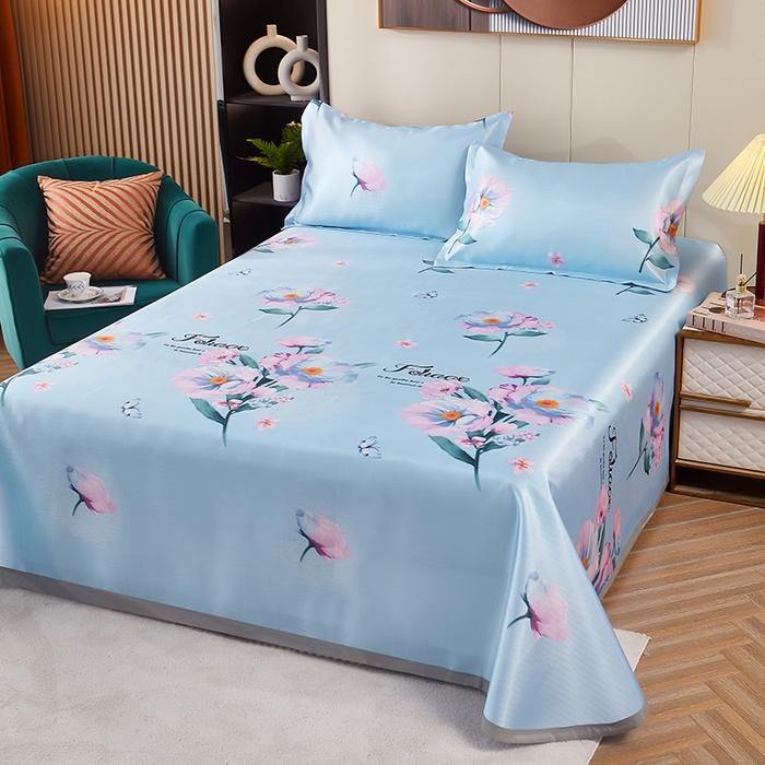 91家纺网 家纺一手货源 找家纺 星窝家纺 2026新款直播电商优选可机洗斜纹提花冰丝凉席三件套 轻舞飞扬