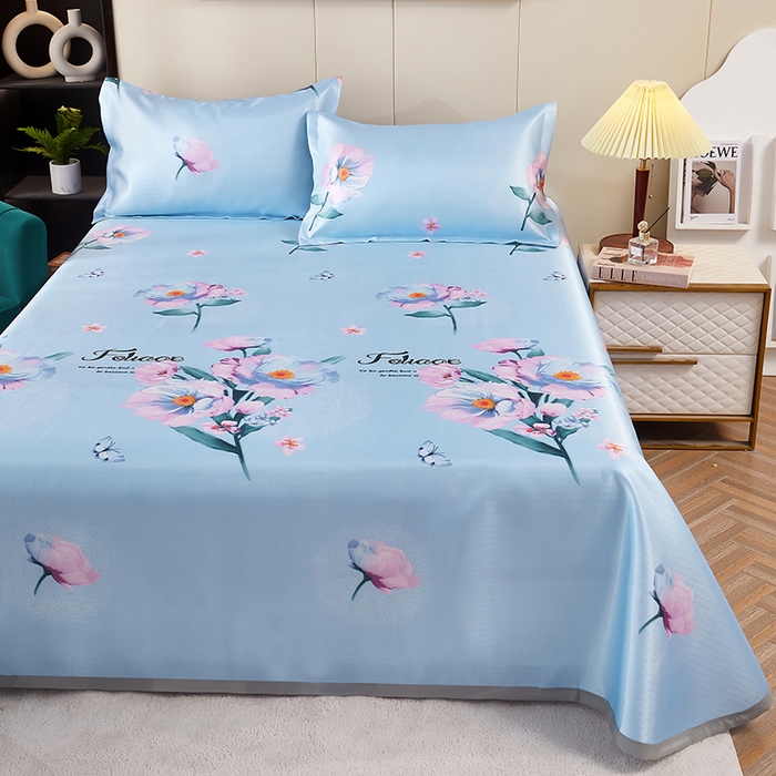 91家纺网 家纺一手货源 找家纺 星窝家纺 2026新款直播电商优选可机洗斜纹提花冰丝凉席三件套 轻舞飞扬