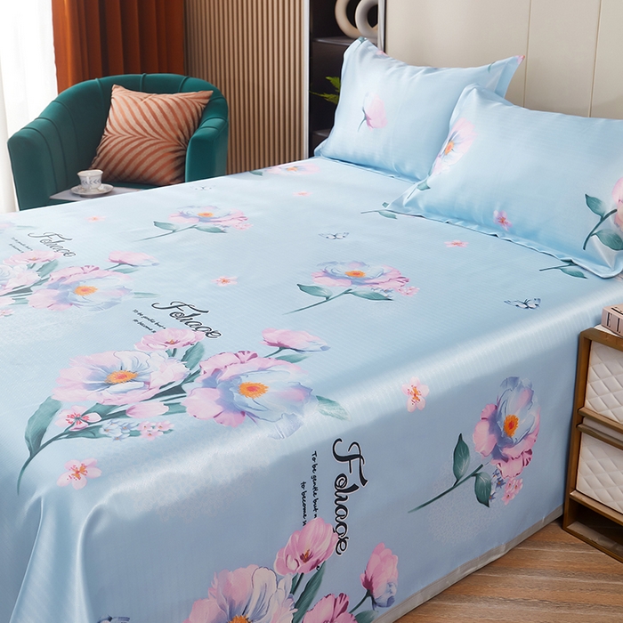 91家纺网 家纺一手货源 找家纺 星窝家纺 2026新款直播电商优选可机洗斜纹提花冰丝凉席三件套 轻舞飞扬