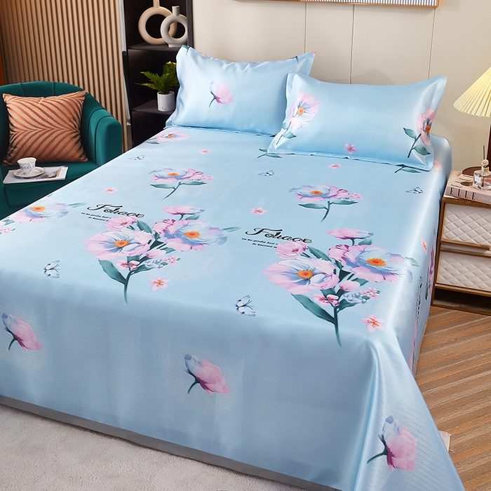 91家纺网 家纺一手货源 找家纺 星窝家纺 2026新款直播电商优选可机洗斜纹提花冰丝凉席三件套 轻舞飞扬