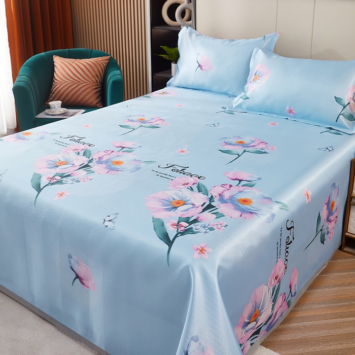 91家纺网 家纺一手货源 找家纺 星窝家纺 2026新款直播电商优选可机洗斜纹提花冰丝凉席三件套 轻舞飞扬