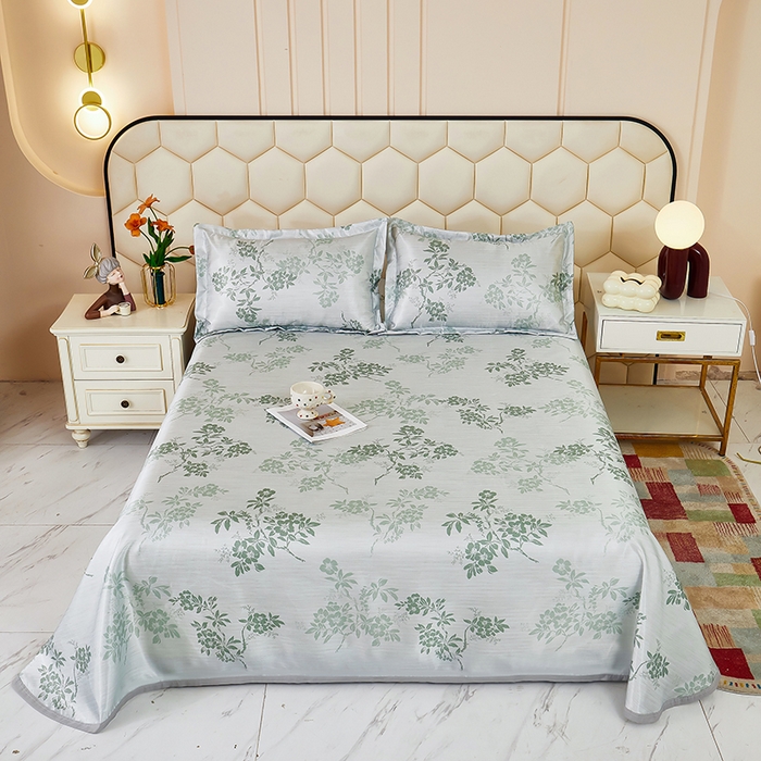 星窝家纺 2026新款直播电商优选可机洗斜纹提花冰丝凉席三件套 清雅