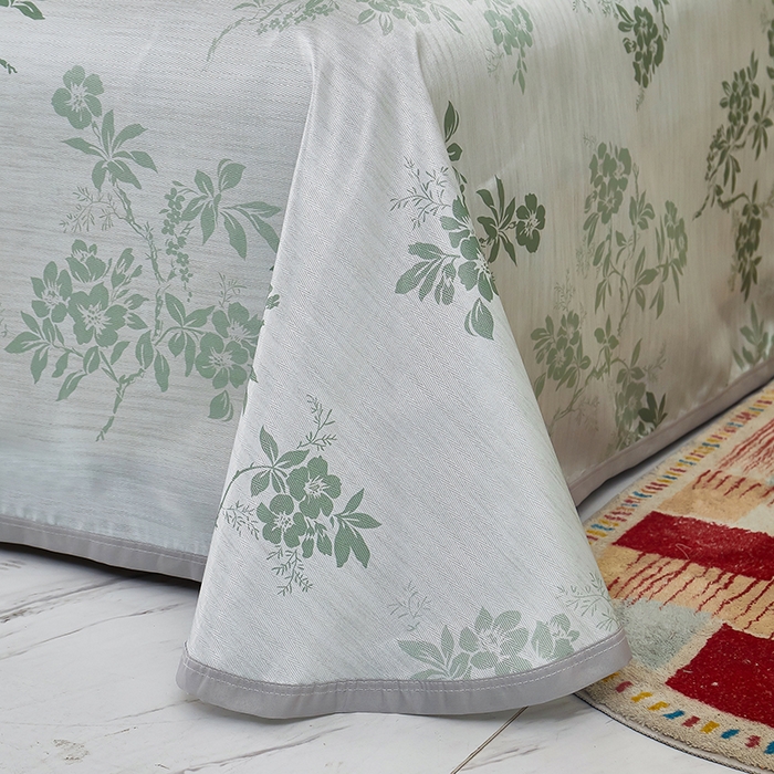 91家纺网 家纺一手货源 找家纺 星窝家纺 2026新款直播电商优选可机洗斜纹提花冰丝凉席三件套 清雅