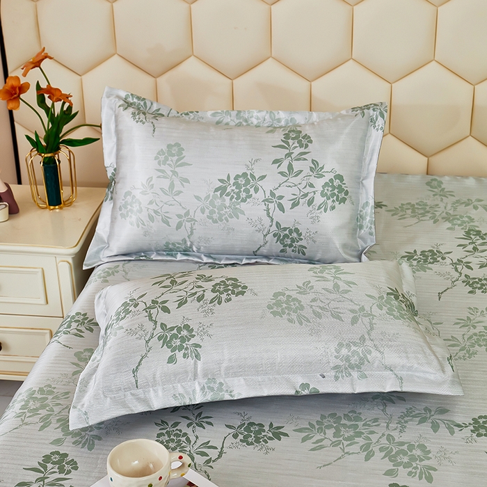 91家纺网 家纺一手货源 找家纺 星窝家纺 2026新款直播电商优选可机洗斜纹提花冰丝凉席三件套 清雅