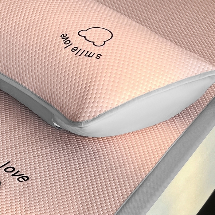 91家纺网 家纺一手货源 找家纺 2026新款夏季A类绣花PE冰豆豆冰丝凉席枕套凉感家用单人学生宿舍48×74cm一只一对-八宝熊枕套 八宝熊-粉