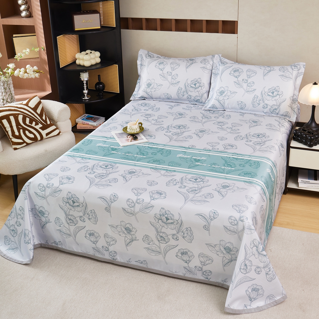 91家纺网 家纺一手货源 找家纺 星窝家纺 2026新款直播电商优选可机洗斜纹提花冰丝凉席三件套 清韵