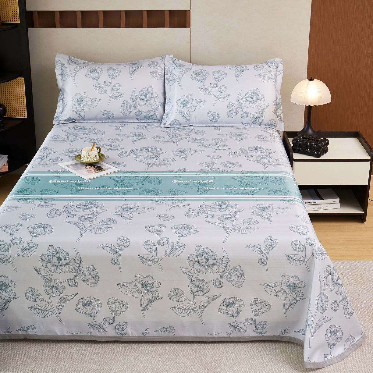 91家纺网 家纺一手货源 找家纺 星窝家纺 2026新款直播电商优选可机洗斜纹提花冰丝凉席三件套 清韵