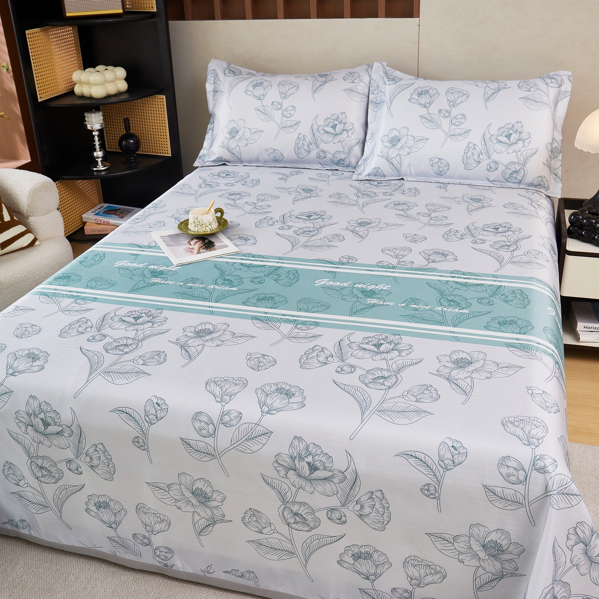 91家纺网 家纺一手货源 找家纺 星窝家纺 2026新款直播电商优选可机洗斜纹提花冰丝凉席三件套 清韵