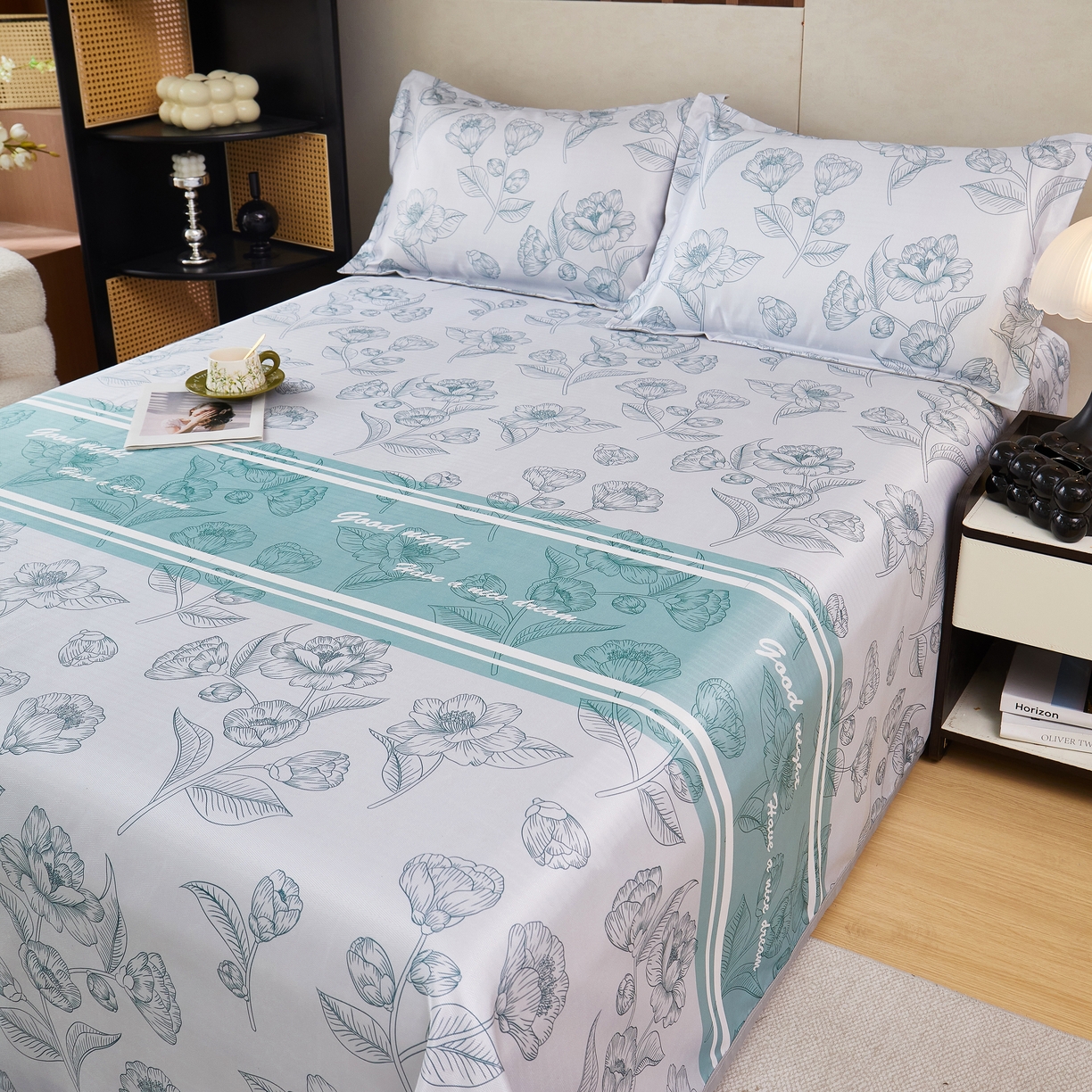 91家纺网 家纺一手货源 找家纺 星窝家纺 2026新款直播电商优选可机洗斜纹提花冰丝凉席三件套 清韵