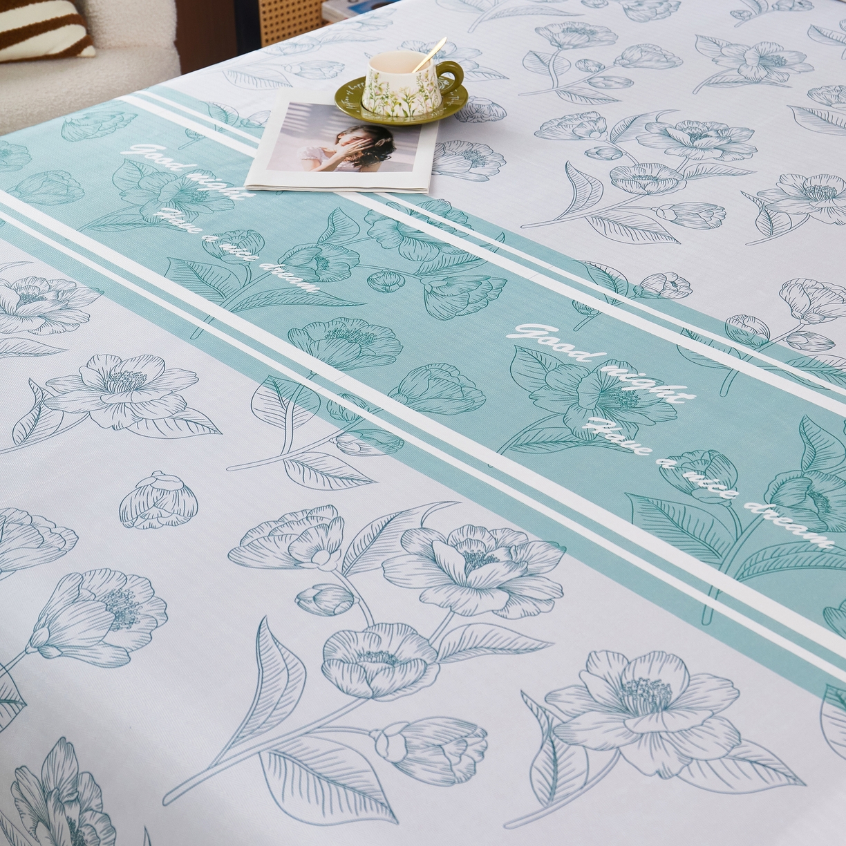 91家纺网 家纺一手货源 找家纺 星窝家纺 2026新款直播电商优选可机洗斜纹提花冰丝凉席三件套 清韵