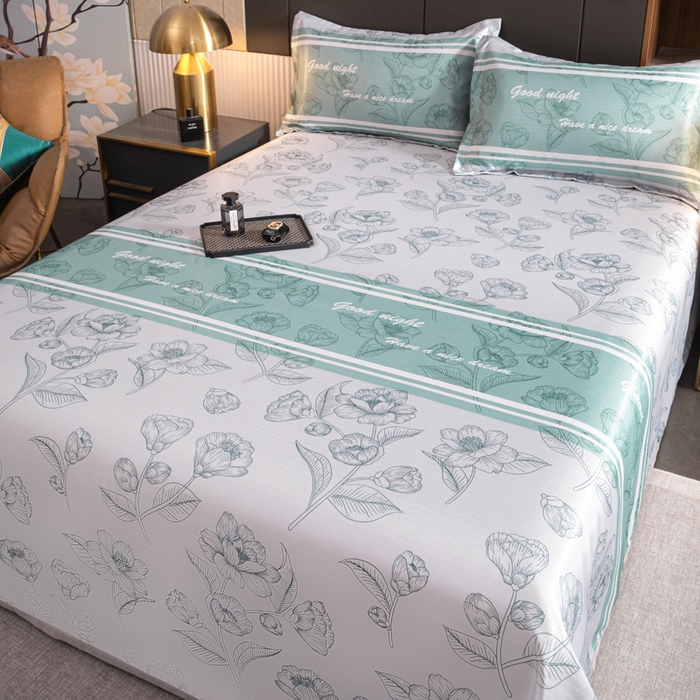 91家纺网 家纺一手货源 找家纺 星窝家纺 2026新款直播电商优选可机洗斜纹提花冰丝凉席三件套 清韵