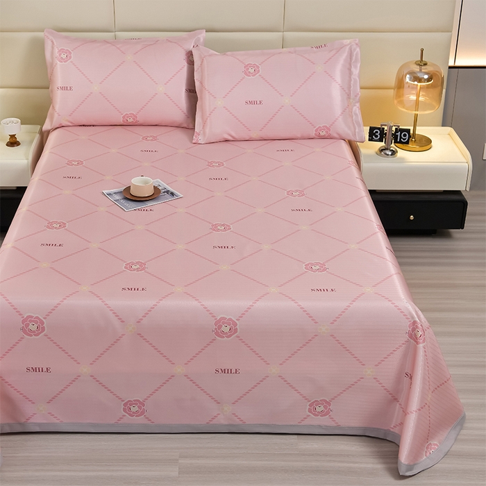 91家纺网 家纺一手货源 找家纺 星窝家纺 2026新款直播电商优选可机洗斜纹提花冰丝凉席三件套 情人节