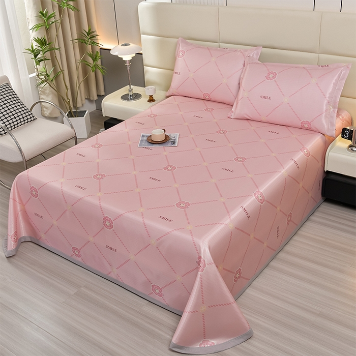 91家纺网 家纺一手货源 找家纺 星窝家纺 2026新款直播电商优选可机洗斜纹提花冰丝凉席三件套 情人节