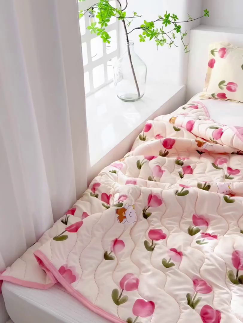 91家纺网 家纺一手货源 找家纺 圣楚家纺 2026新款清柔水洗夏被被子被芯 甜谧