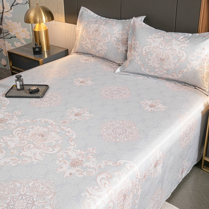 91家纺网 家纺一手货源 找家纺 星窝家纺 2026新款直播电商优选可机洗斜纹提花冰丝凉席三件套 奢雅灰