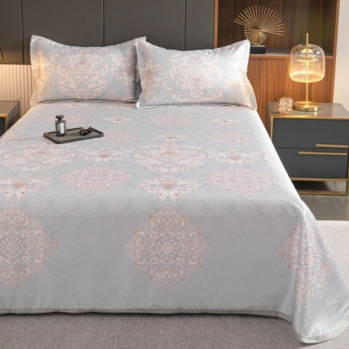 91家纺网 家纺一手货源 找家纺 星窝家纺 2026新款直播电商优选可机洗斜纹提花冰丝凉席三件套 奢雅灰