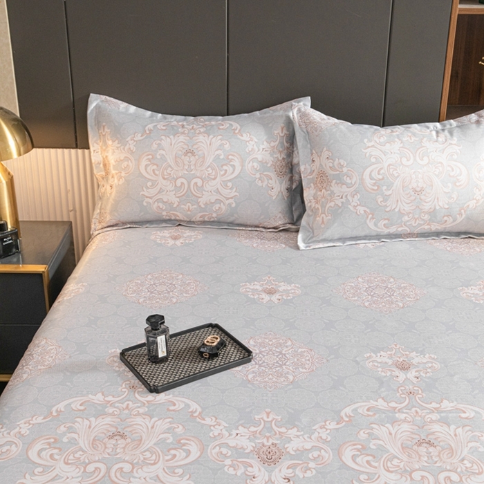 91家纺网 家纺一手货源 找家纺 星窝家纺 2026新款直播电商优选可机洗斜纹提花冰丝凉席三件套 奢雅灰