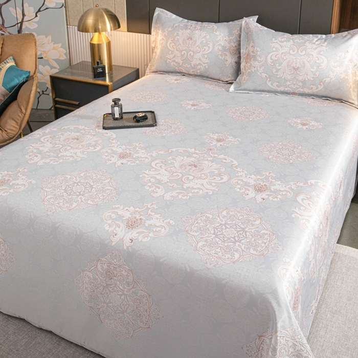 91家纺网 家纺一手货源 找家纺 星窝家纺 2026新款直播电商优选可机洗斜纹提花冰丝凉席三件套 奢雅灰